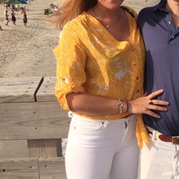 Amanda Uprichard Bright Yellow and Orange Top - Picture 5 of 5